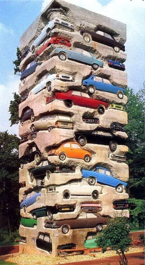 armans long term parking contemporary art car sculpture