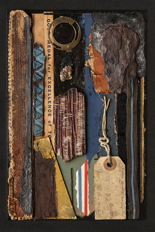 Justin Barrie Kelly, Gold Medal for Excellence, found object, assemblag, contemporary art, Welsh artist, sculpture, Low relief, Wall hanging, Sculptural relief, Collage